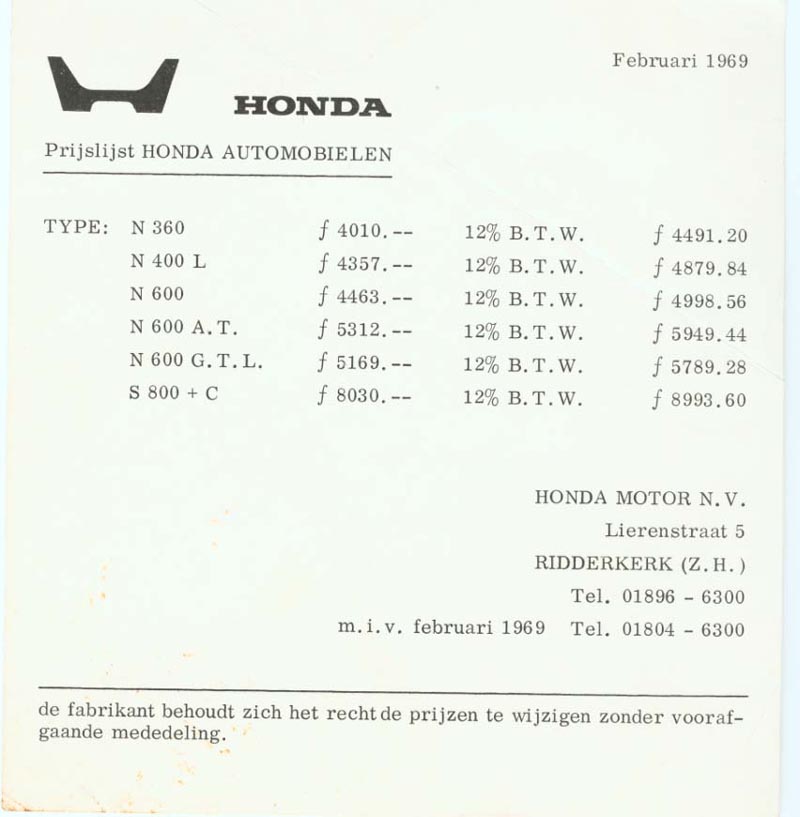 Honda S800 Brochure Page 3